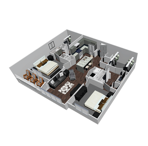 2 bedroom 2 bathroom floorplan